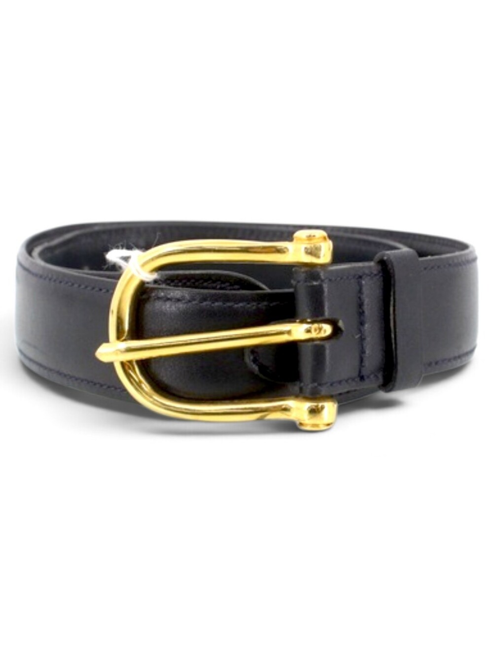 Celine Black Leather Belt with Gold Buckle Vimtage